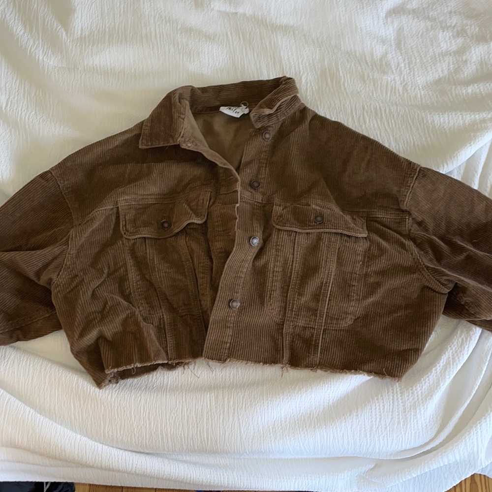Brown Cropped corduroy Princess Polly Jacket